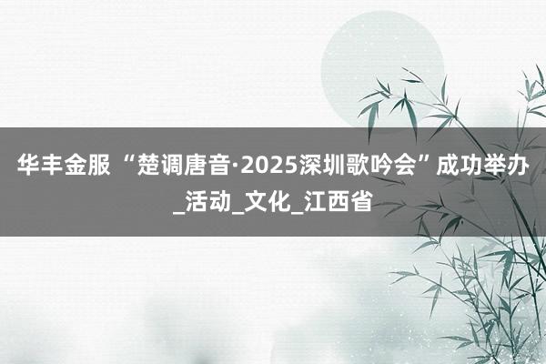 华丰金服 “楚调唐音·2025深圳歌吟会”成功举办_活动_文化_江西省