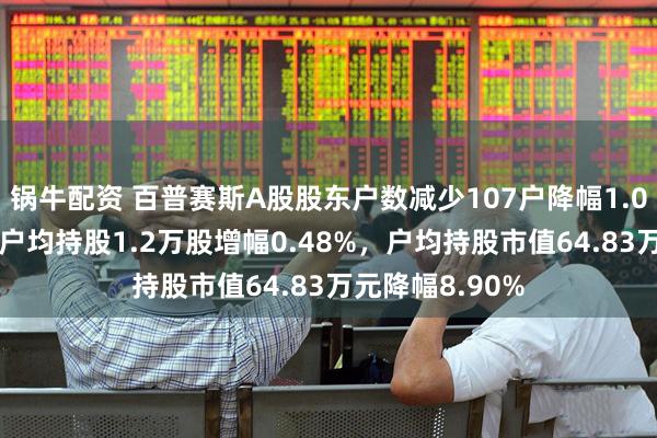 锅牛配资 百普赛斯A股股东户数减少107户降幅1.01%，流通A股户均持股1.2万股增幅0.48%，户均持股市值64.83万元降幅8.90%